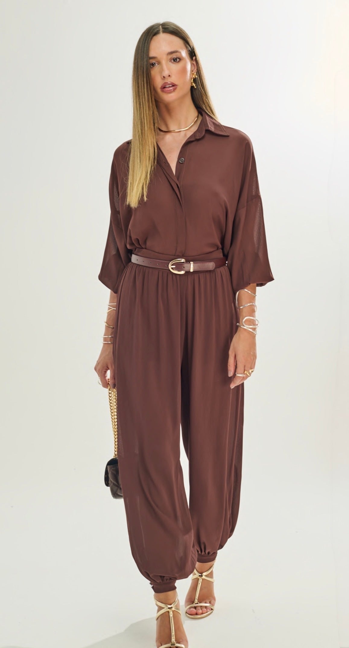 Camisa Marrom Over Manie