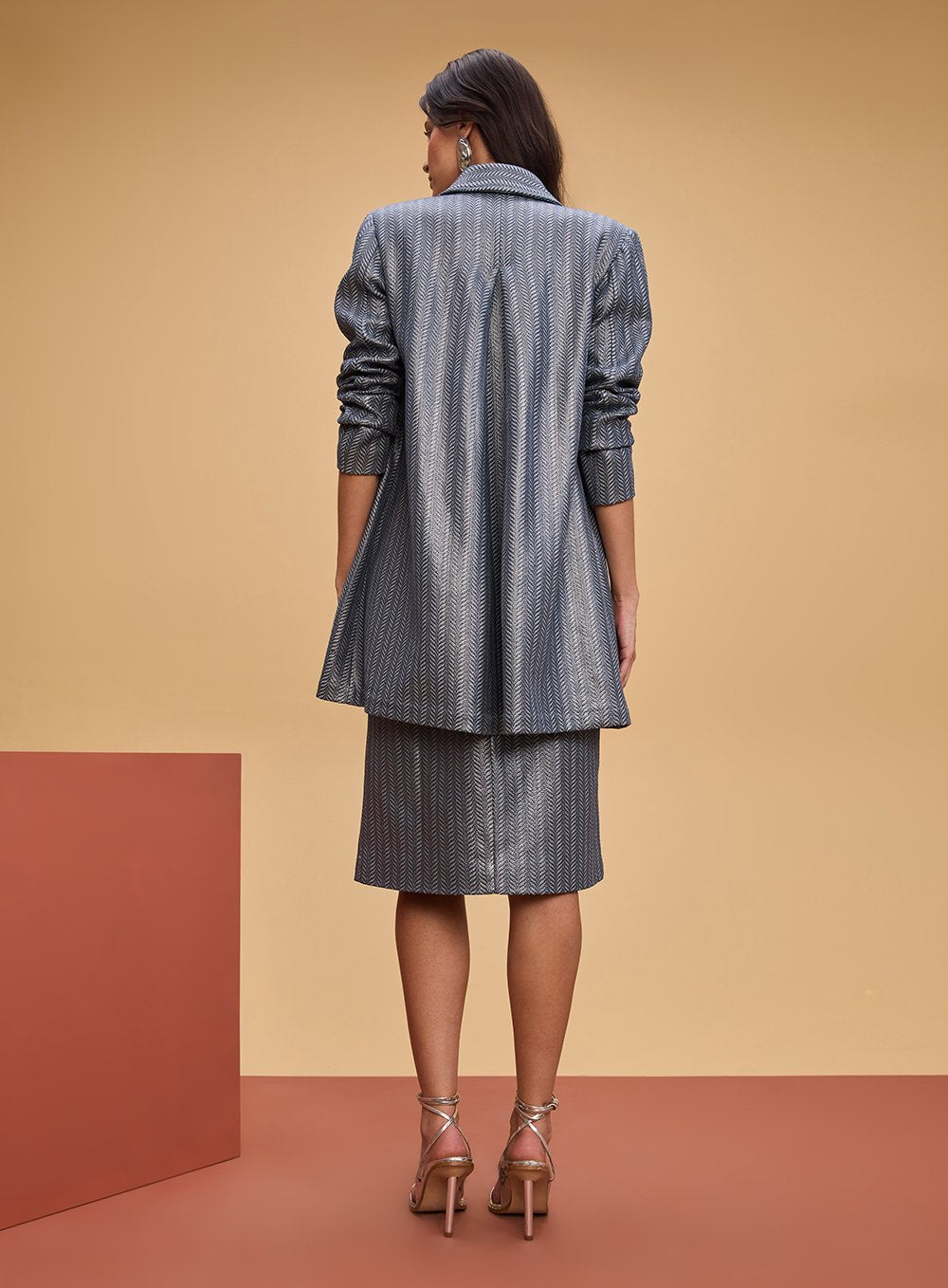 Casaco Maxi Chevron Marinho Tufi Duek -SALE