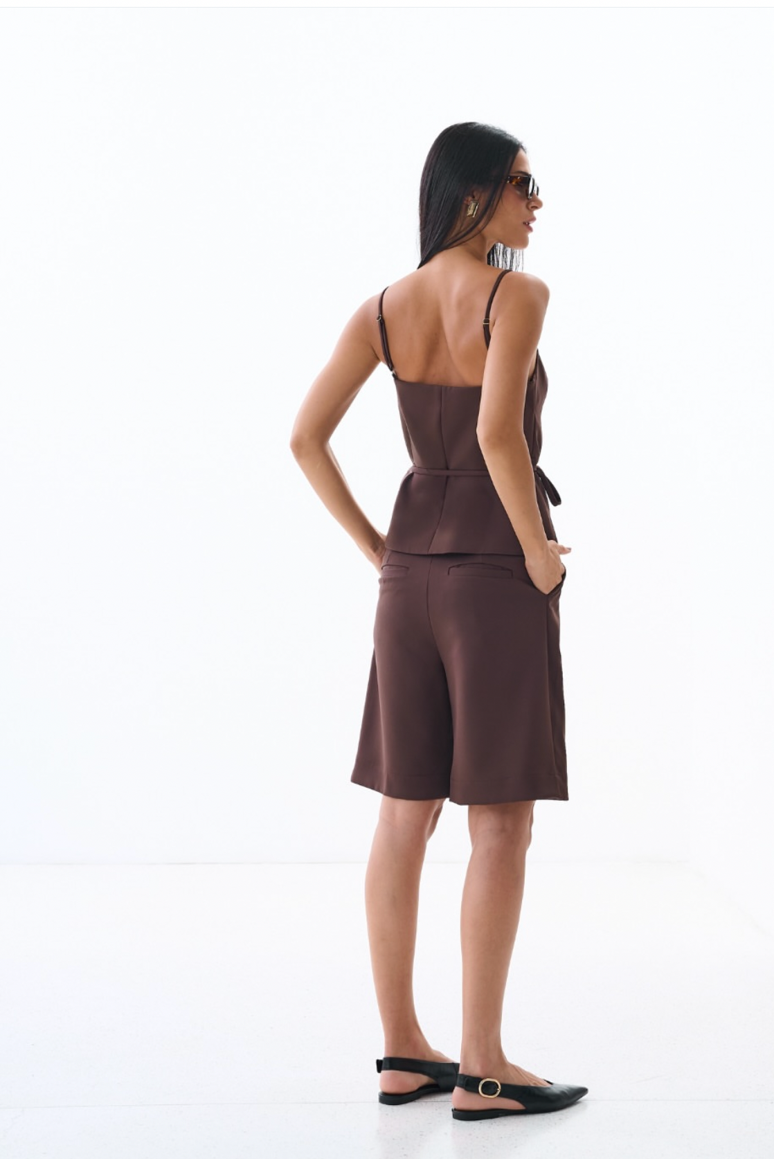 Conjunto Marrom Bermuda Anne e Blusa Daise Regina Salomão