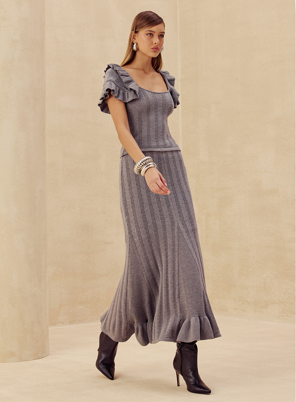Conjunto Cinza Tricot Skazi