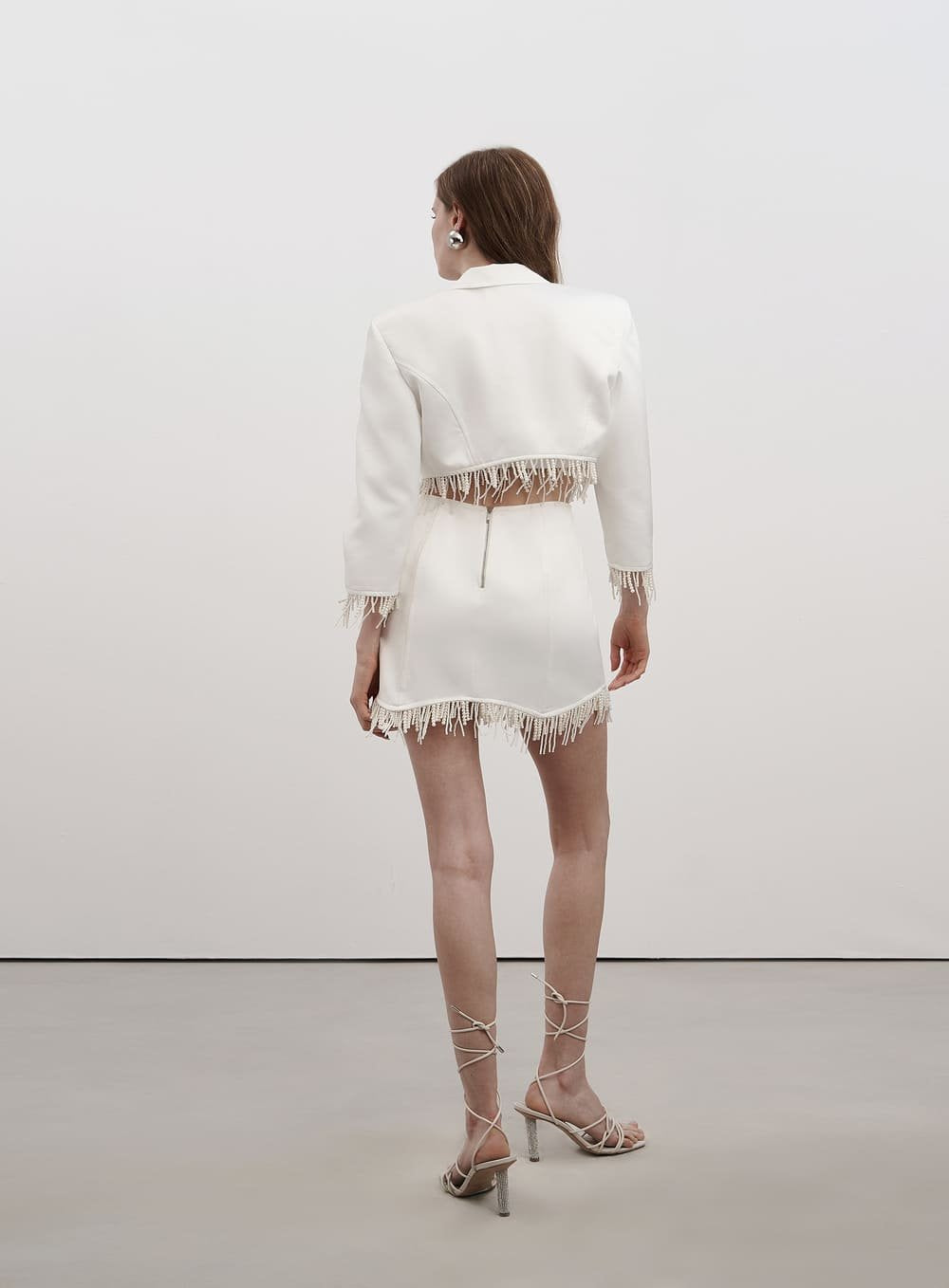 Jaqueta Curta Franja Perolas Off White Tufi Duek -SALE