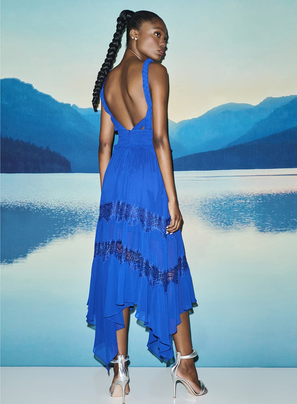 Vestido Alça Trançado Azul Royal Skazi -SALE