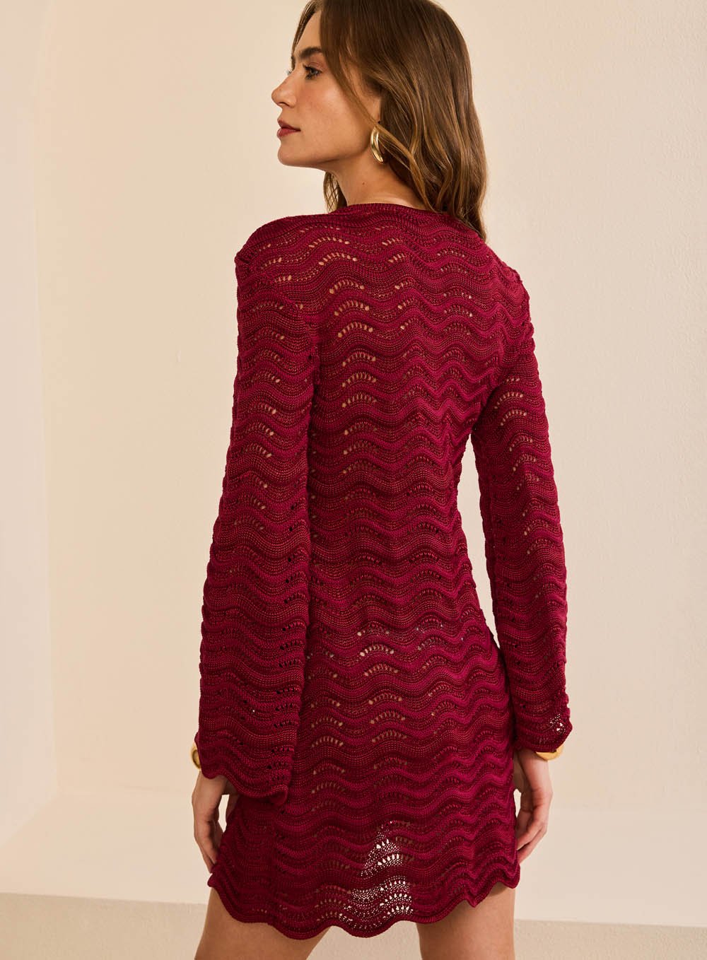 Vestido Curto Etnica Bordô Skazi -SALE
