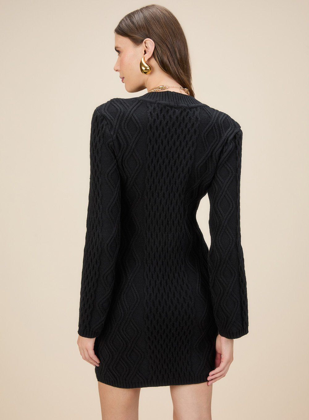 Vestido Curto Manga Longa Preto Skazi -SALE