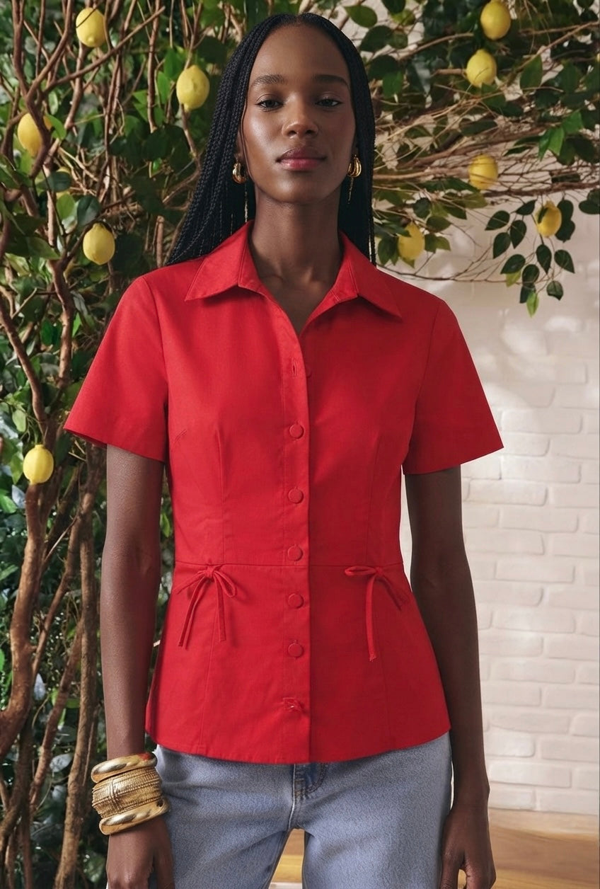 Blusa Vermelha com Laços Litt