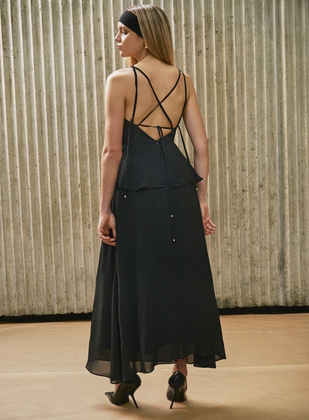 Vestido Faixas Decote Preto Tufi Duek -SALE