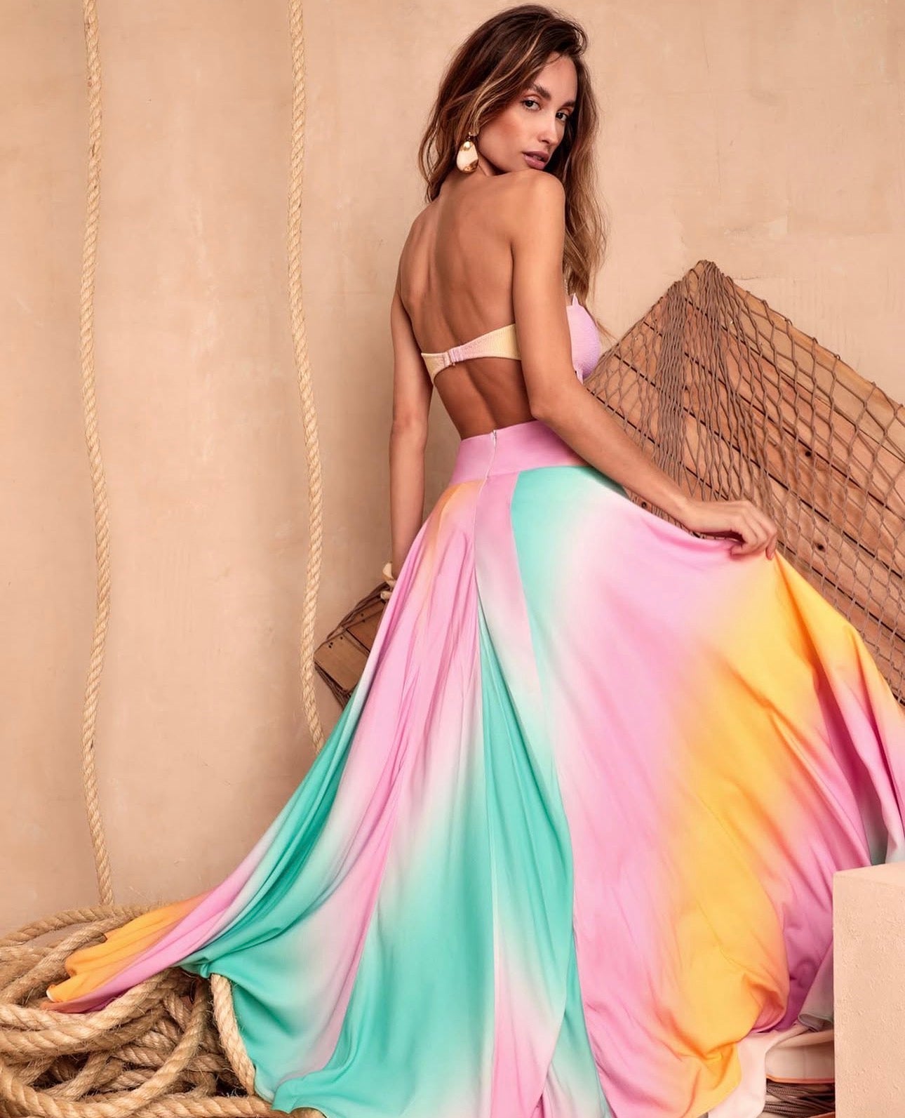 Saia Rosa Color Longa Gapaz