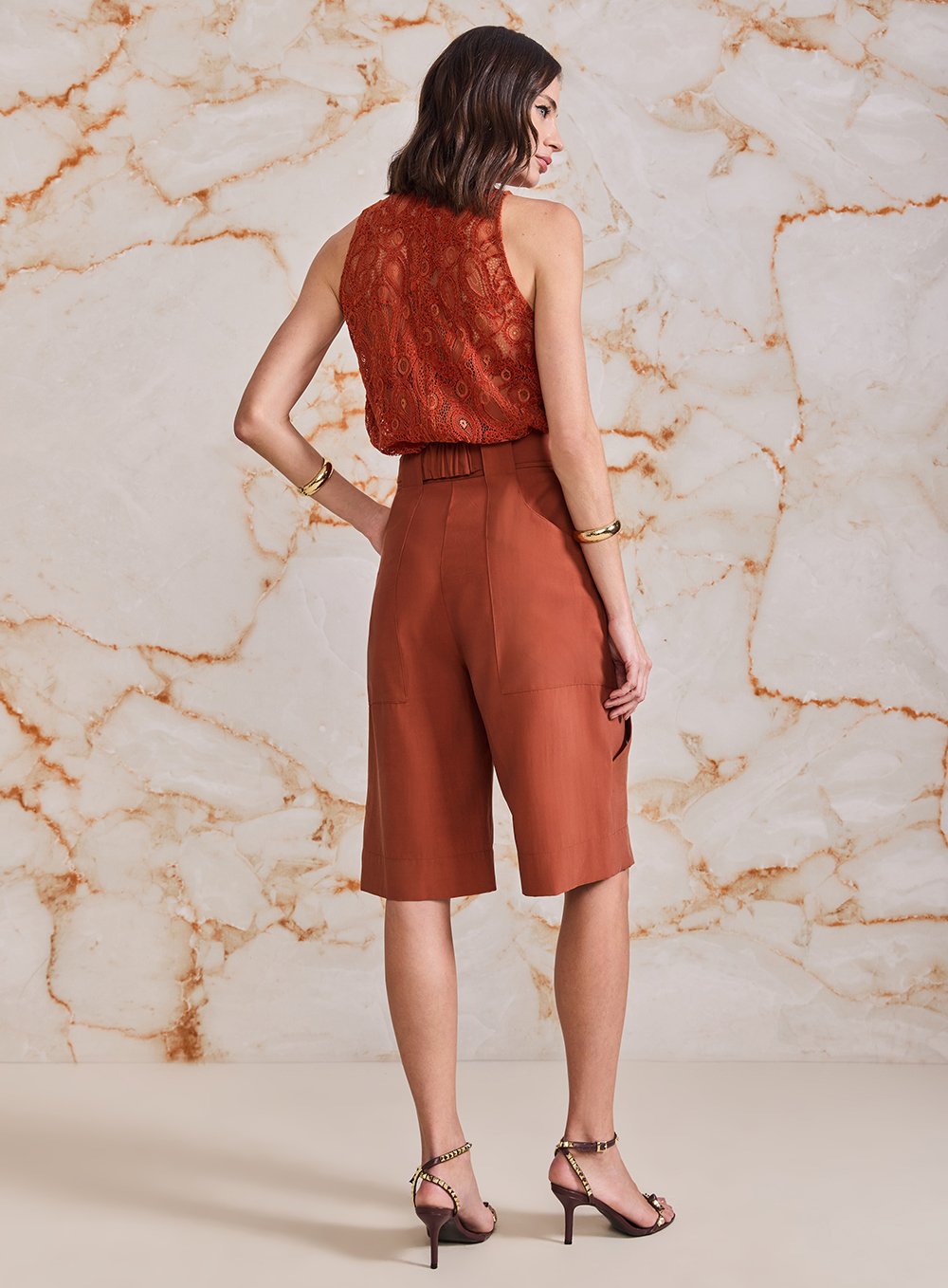Blusa Gola Renda Laranja Skazi -SALE