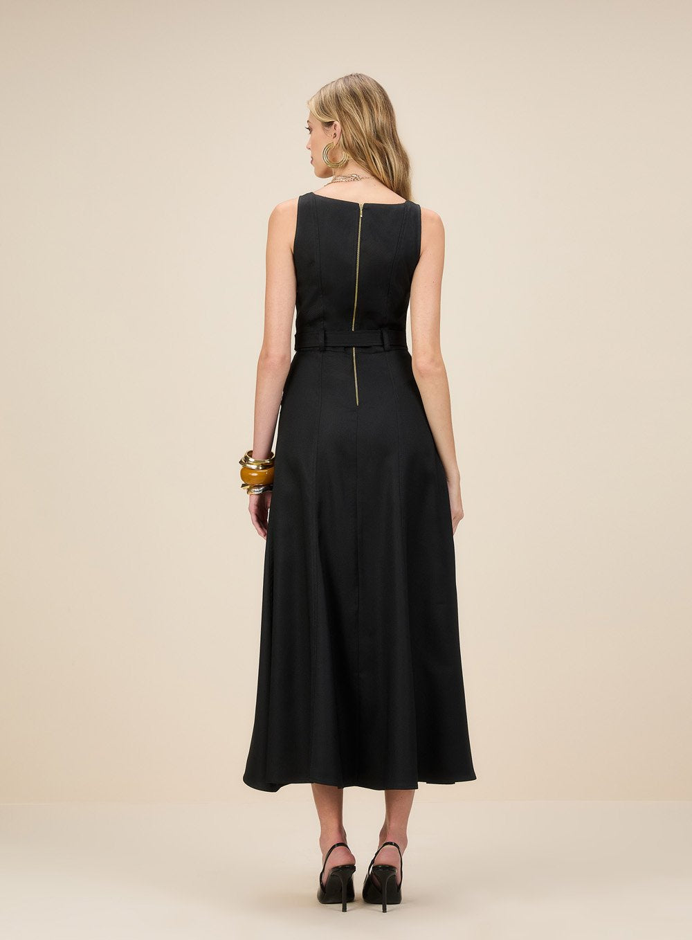 Vestido Midi Alfaiataria Preto Skazi -SALE