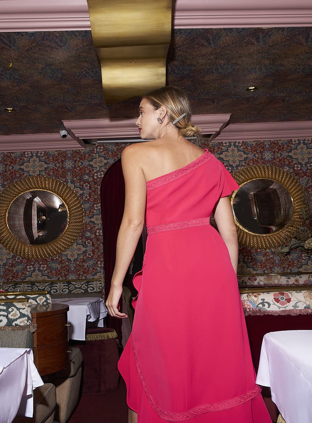 Vestido Midi com Babados Vermelho Skazi -SALE