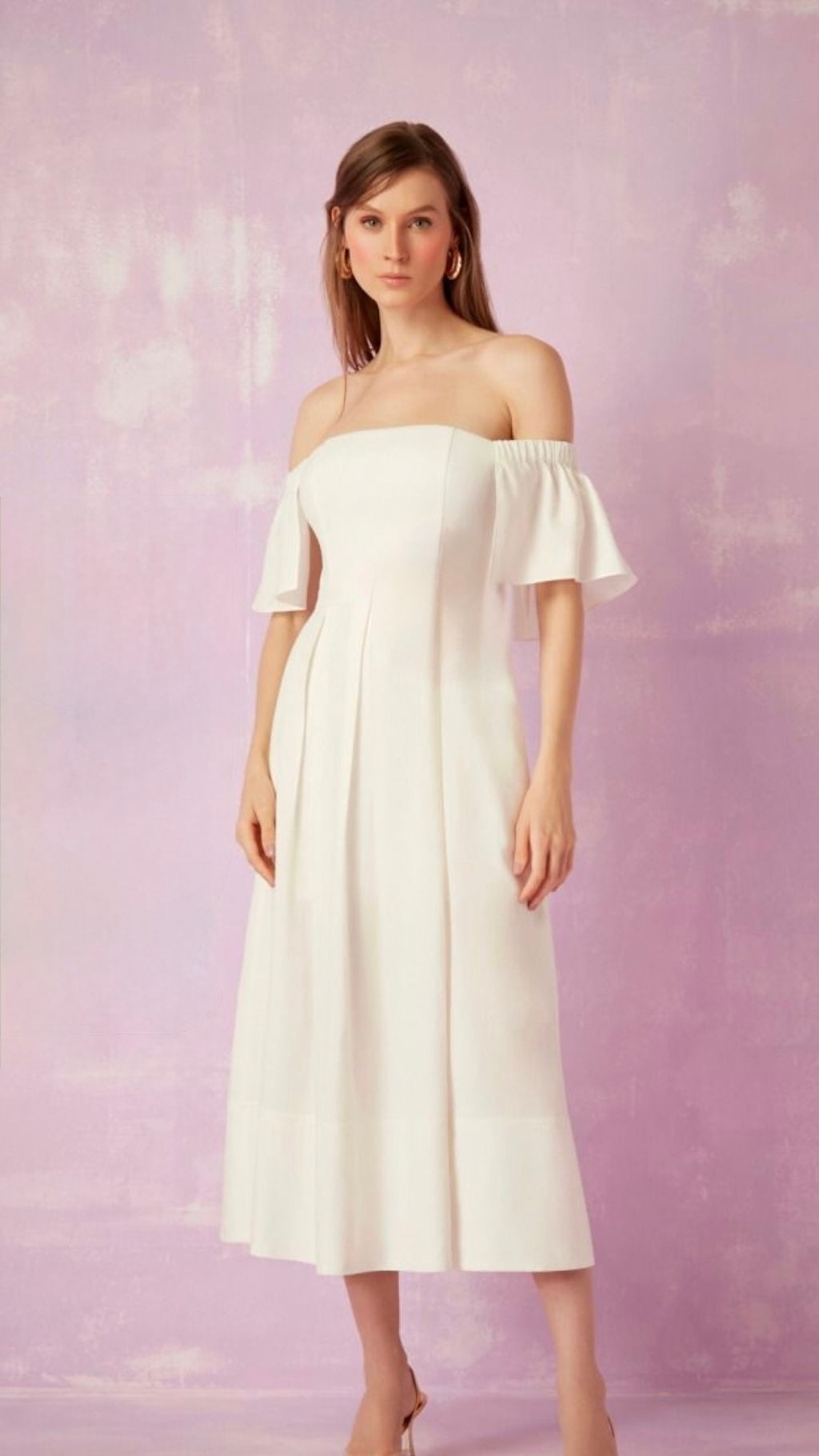 Vestido Branco Mangas Bufantes Arbour