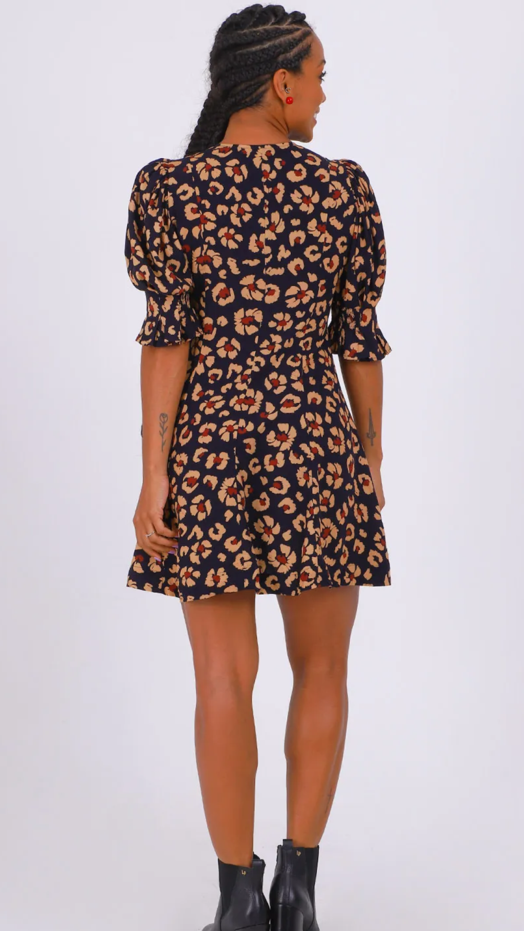 Vestido Preto Estampado Farm