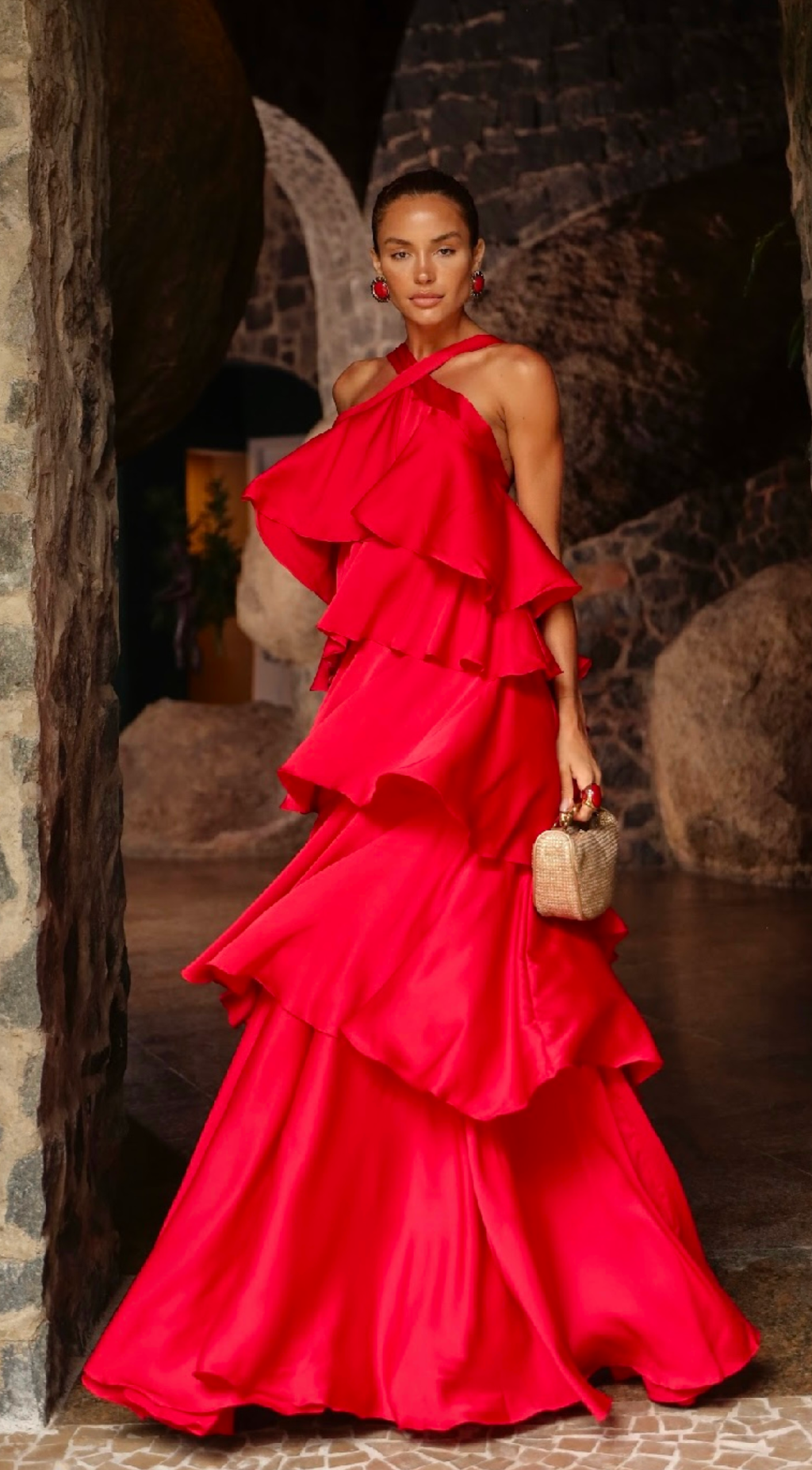 Vestido Vermelho Babados Amicci