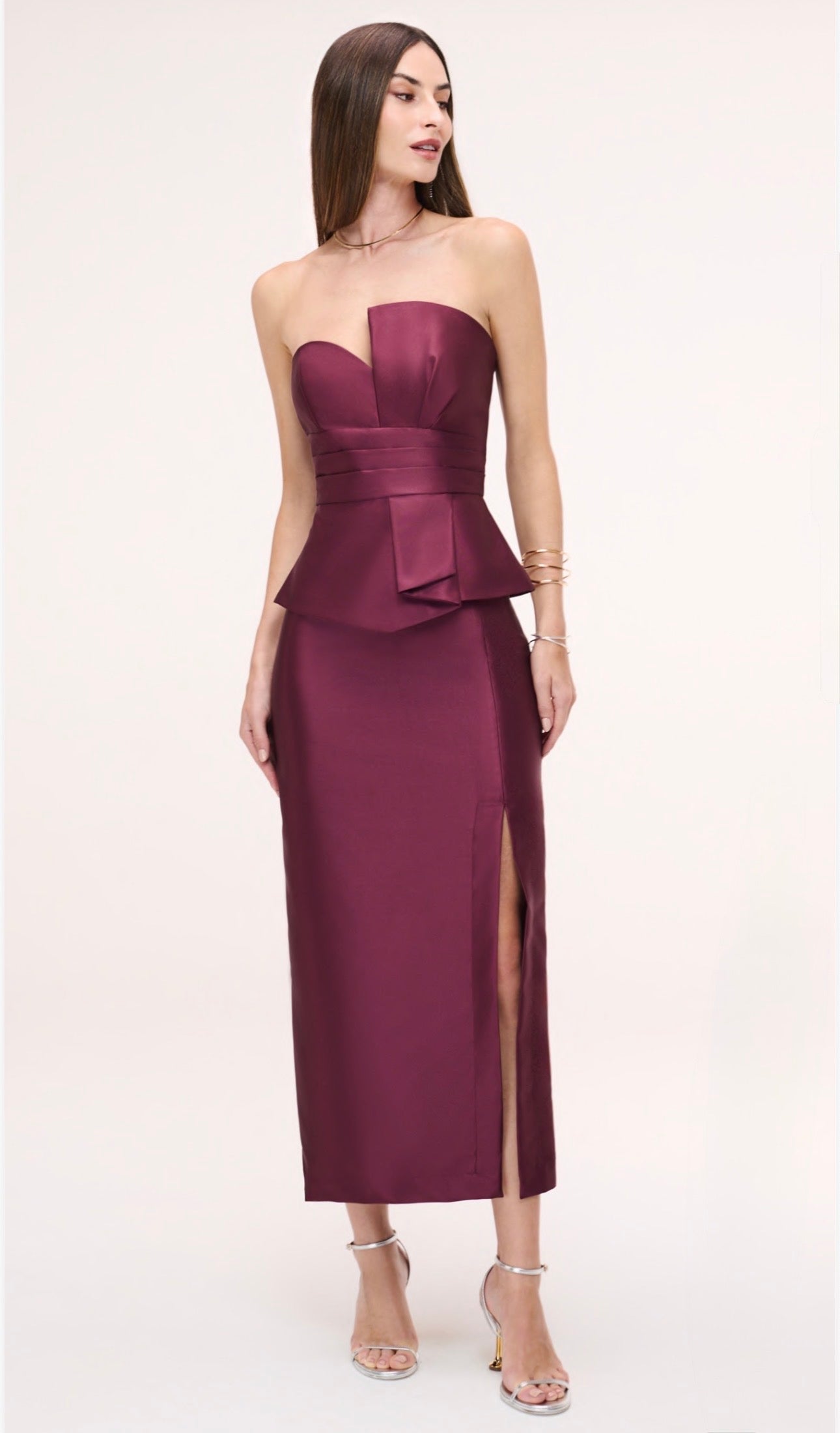 Vestido Vinho em Tafetá Manie