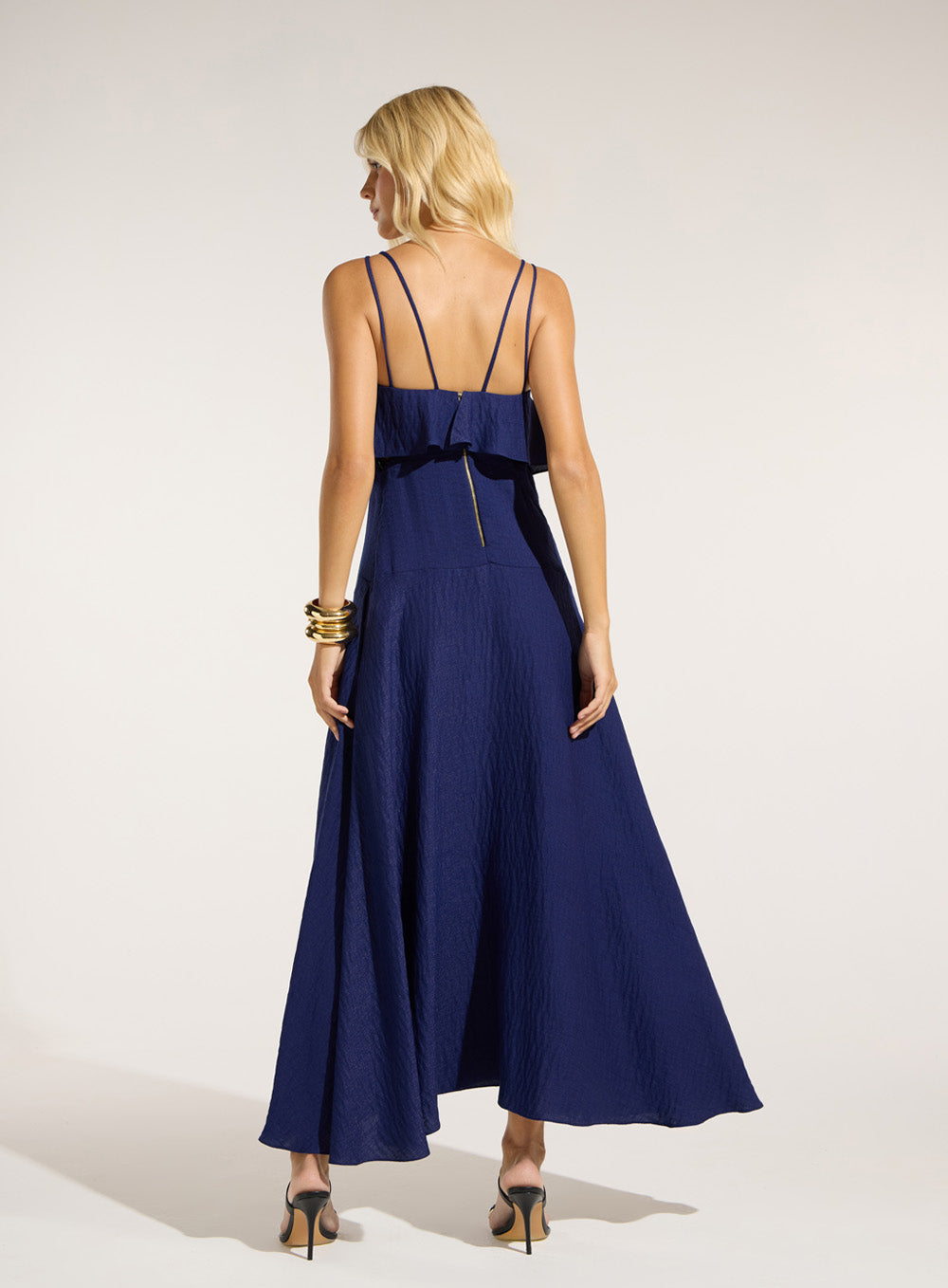 Vestido Azul Midi Abertura Skazi