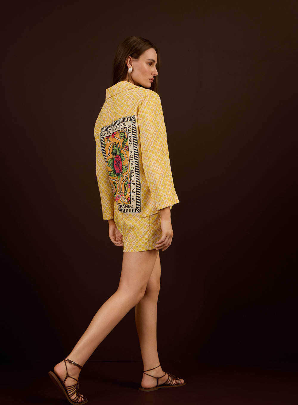 Conjunto Amarelo Short e Blusa Estampado Skazi