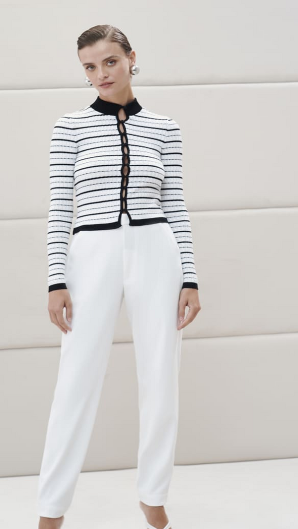 Blusa Preta e Branca Tricot Listrada Skazi