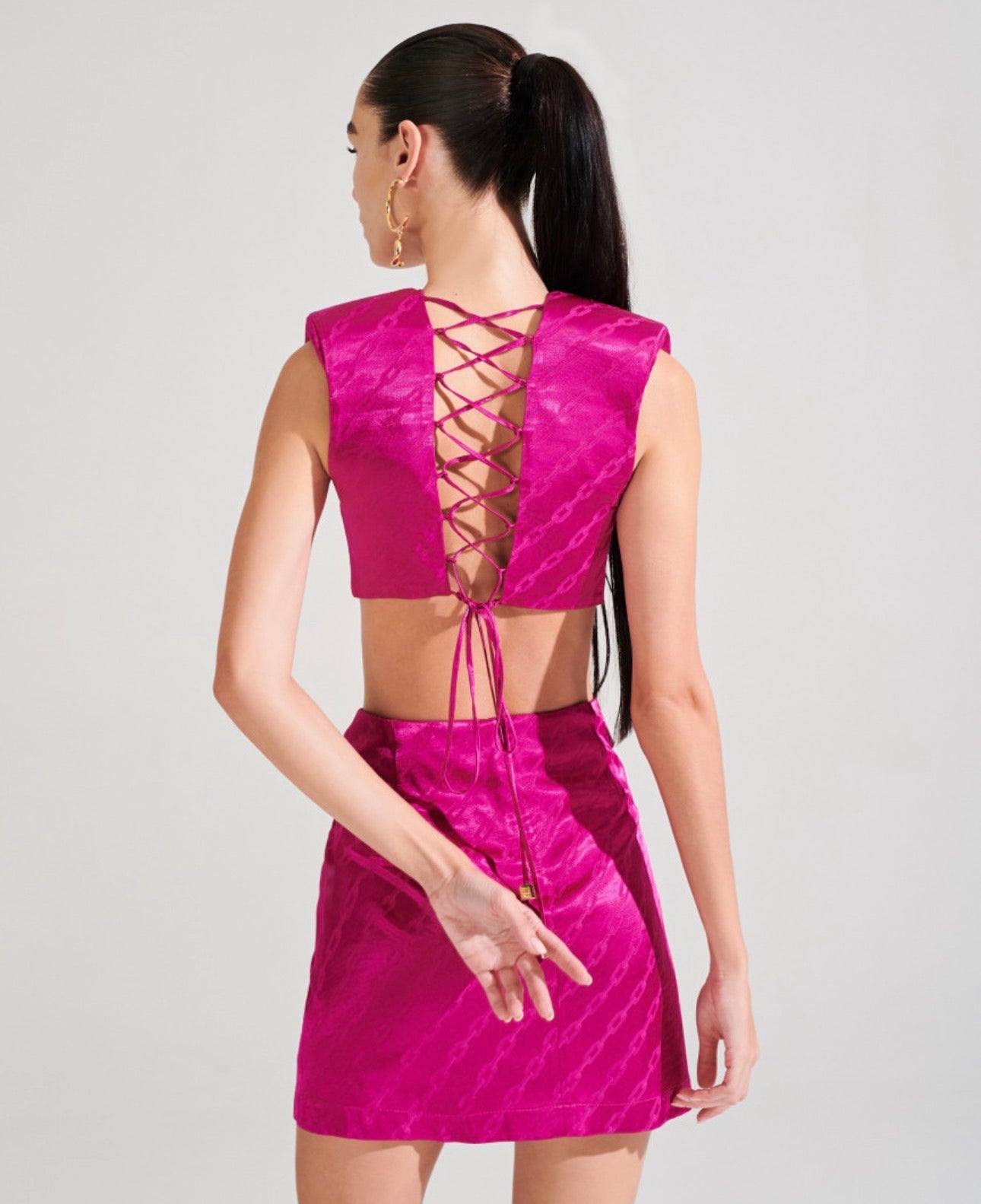 Vestido Rosa Estampa Corrente Tufi Duek