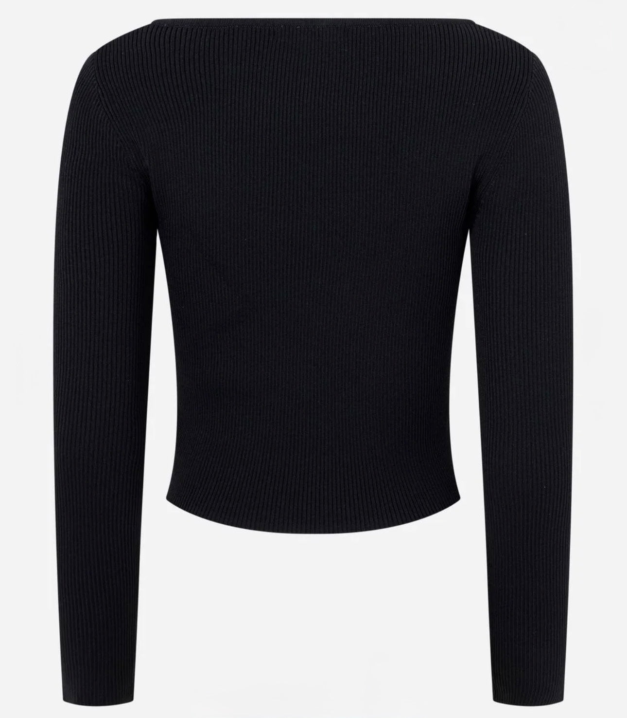 Blusa Preta Canelada Malha Tricot Acollection