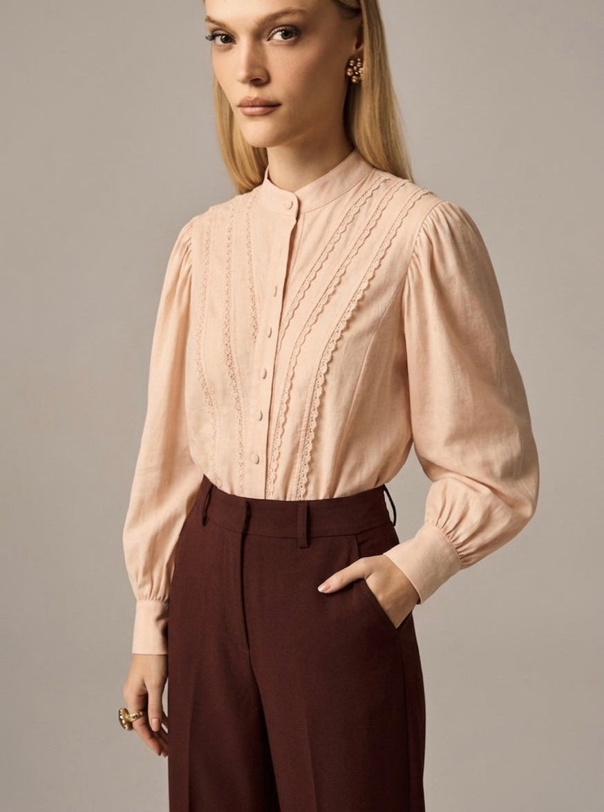 Camisa Nude Renda Simplee