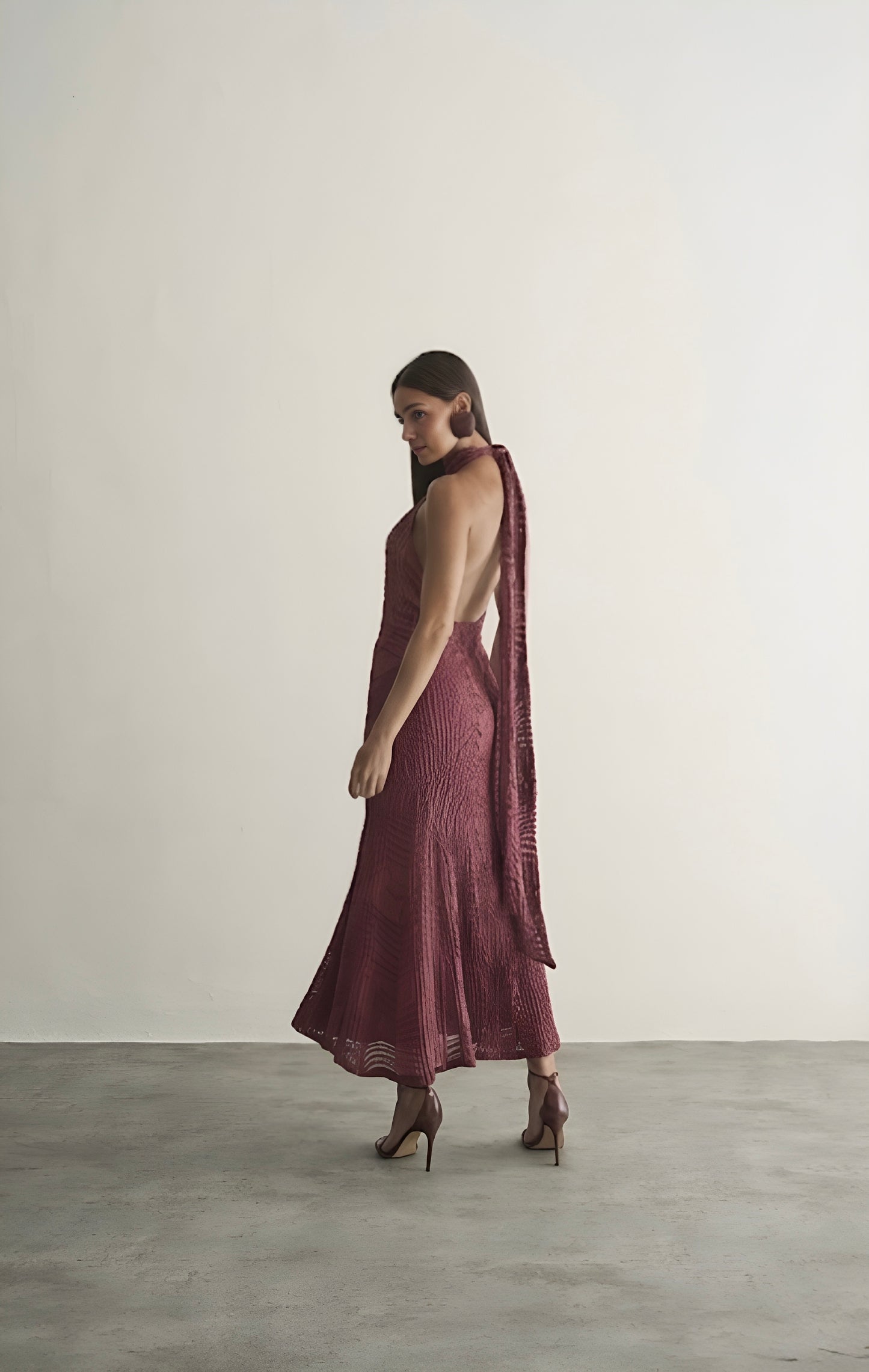 Vestido Rosa com Textura Verônica Regina Salomão