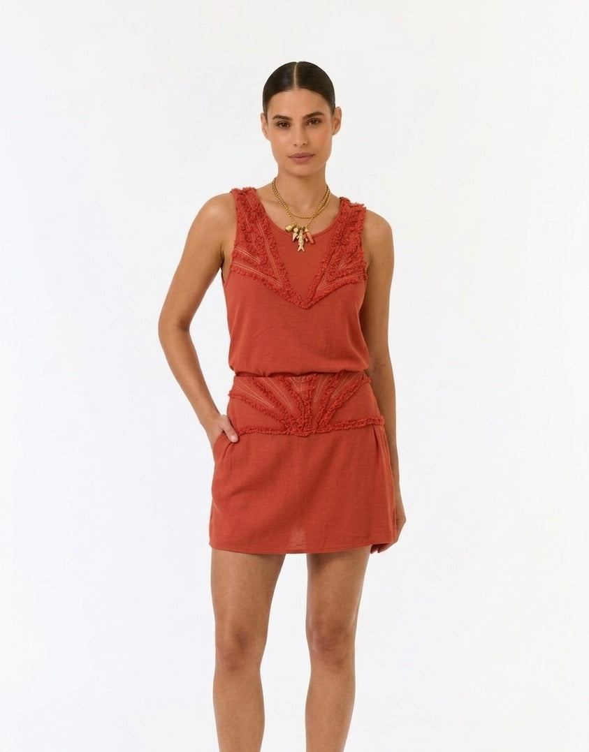 Conjunto Coral Saia e Blusa Textura Haes