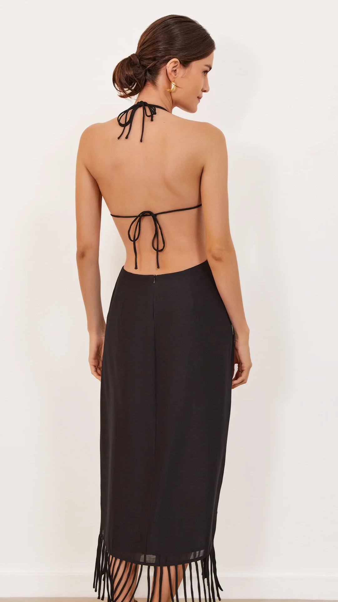 Vestido Preto Longo Macrame Vix Paula Hermanny