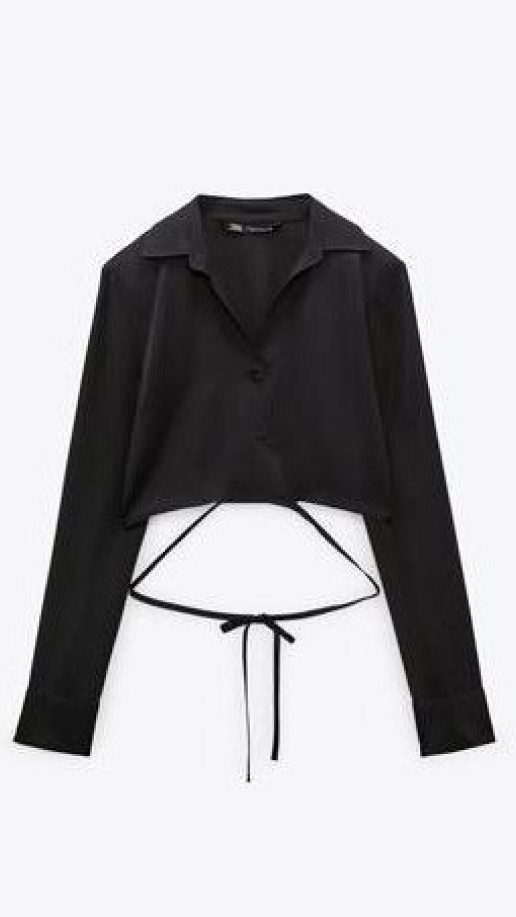 Blusa Preta Cropped Cetim Zara