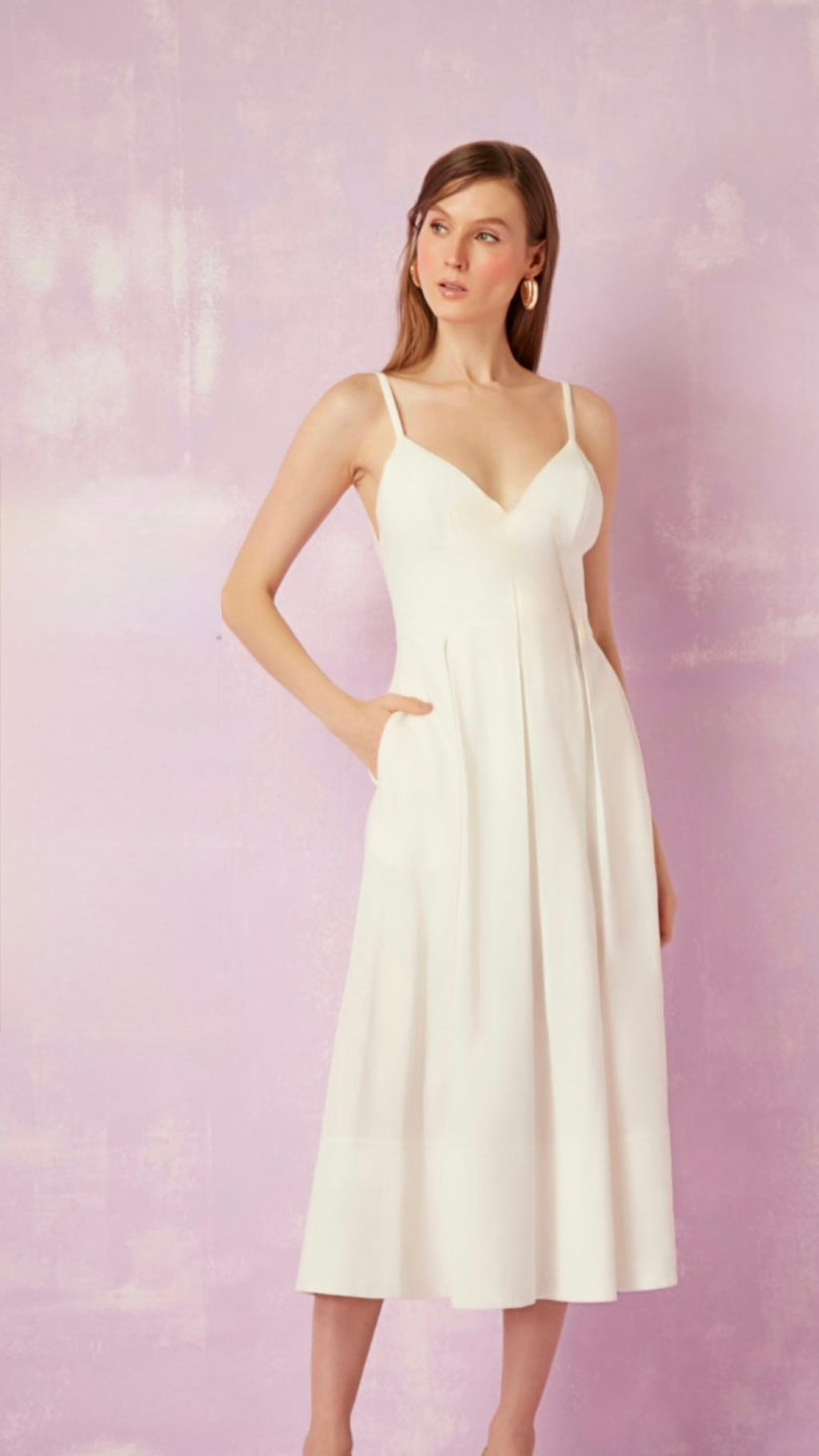 Vestido Branco Alfaiataria Midi Arbour