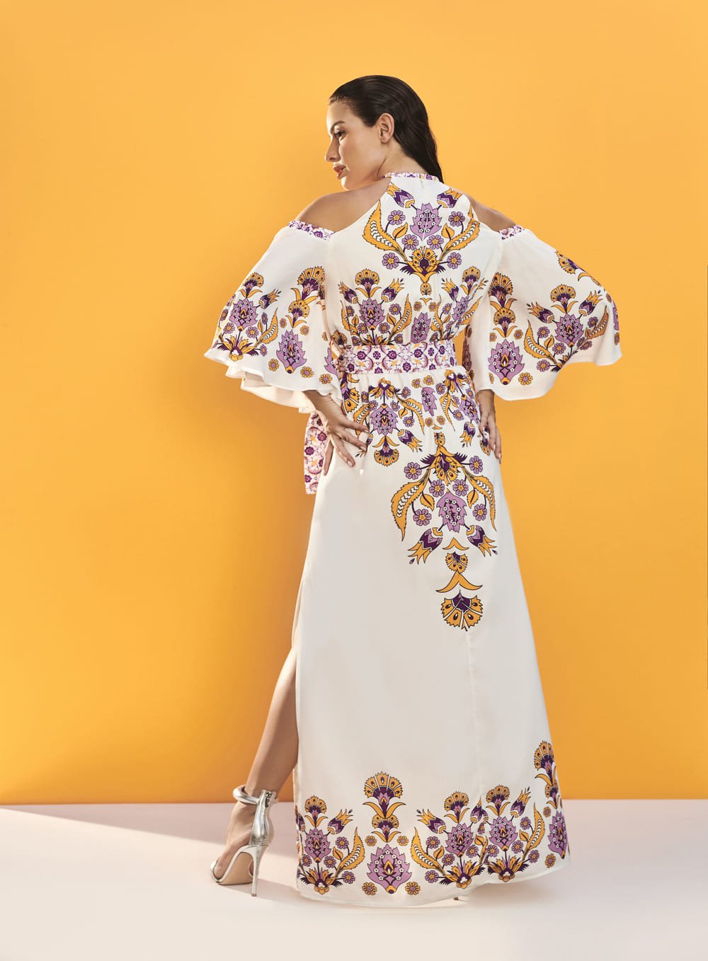 Vestido Manga Godê Floral Etnico M Floral Skazi -SALE