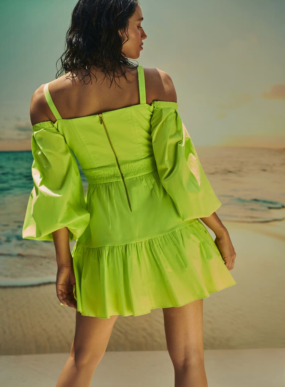 Vestido Ombro a Ombro Alca Verde Limão Skazi -SALE