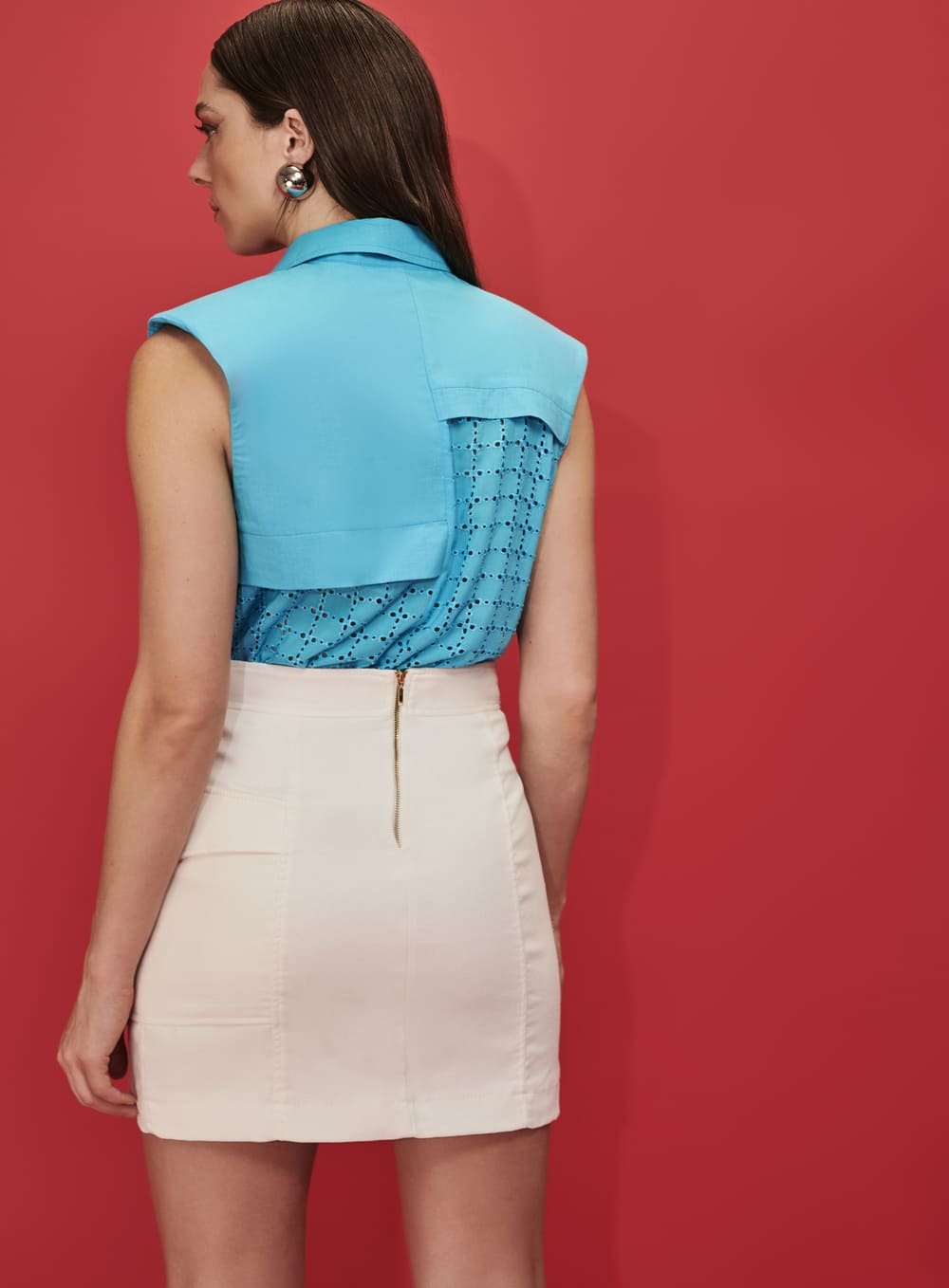 Saia Curta Bolso Cargo Off White Tufi Duek -SALE
