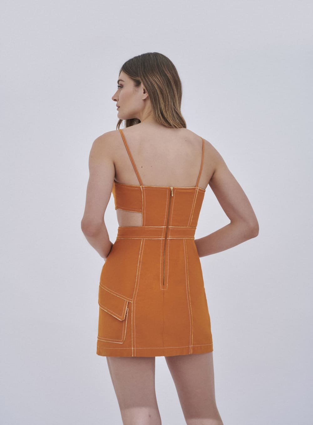 Vestido Mini Recorte Laranja Tufi Duek -SALE