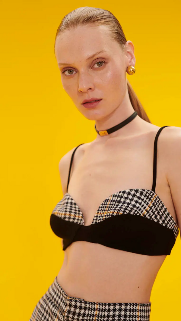 Top Preto Estampa Xadrez Skazi