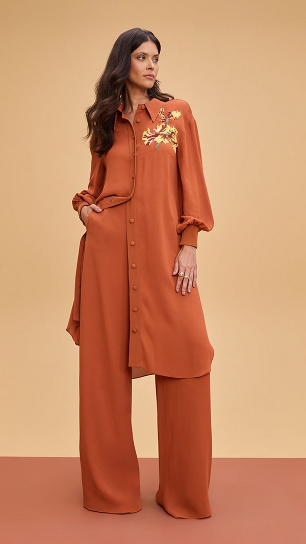 Conjunto Terracota Túnica Bordada Tufi Duek