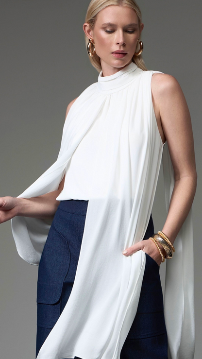Blusa Branca ou Preta Assimétrica - Strass