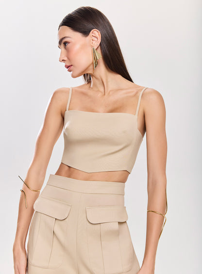 Conjunto Bege Cropped e Calça Cargo Tufi Duek