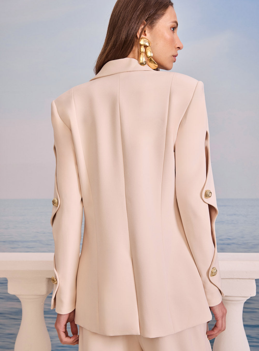 Conjunto Nude Vazado Blazer e Calça Skazi