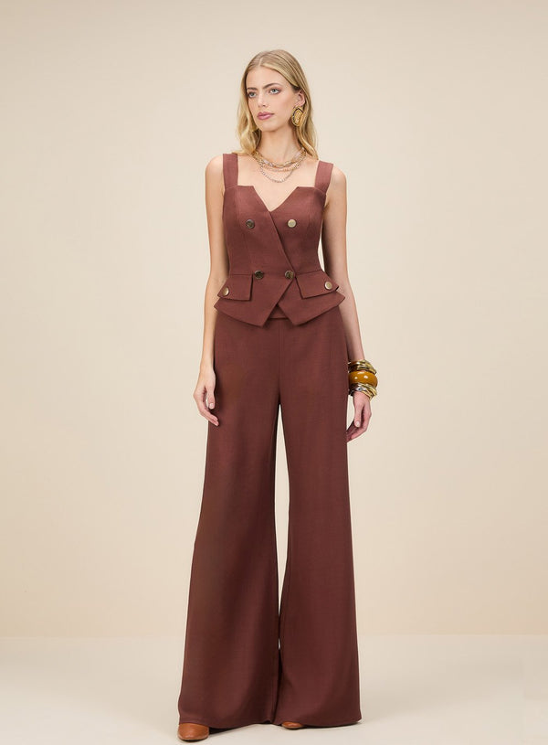 Calça Cos Largo Marrom Skazi -SALE