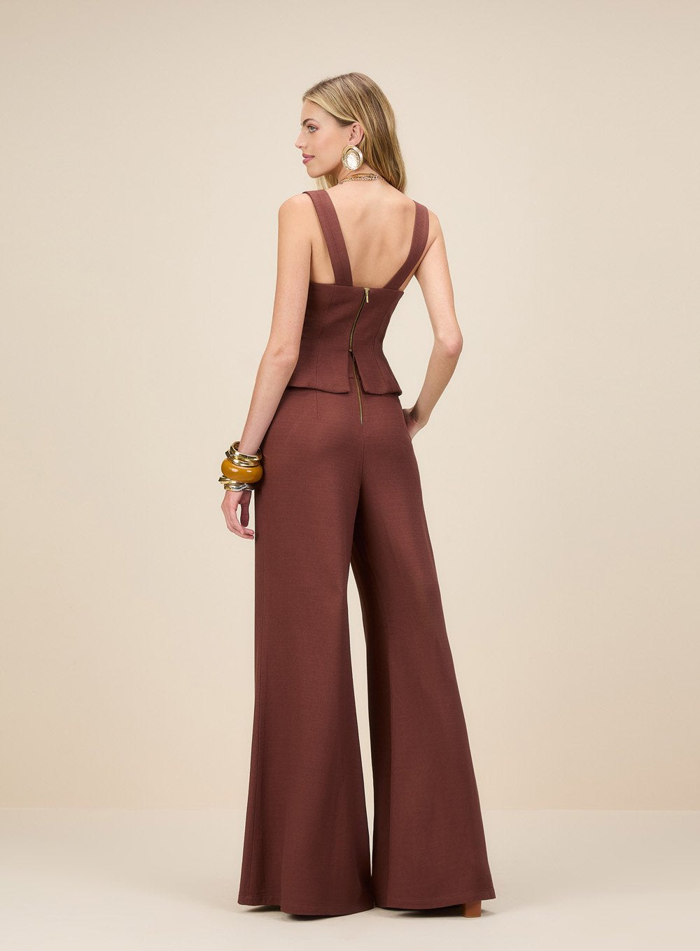 Calça Cos Largo Marrom Skazi -SALE