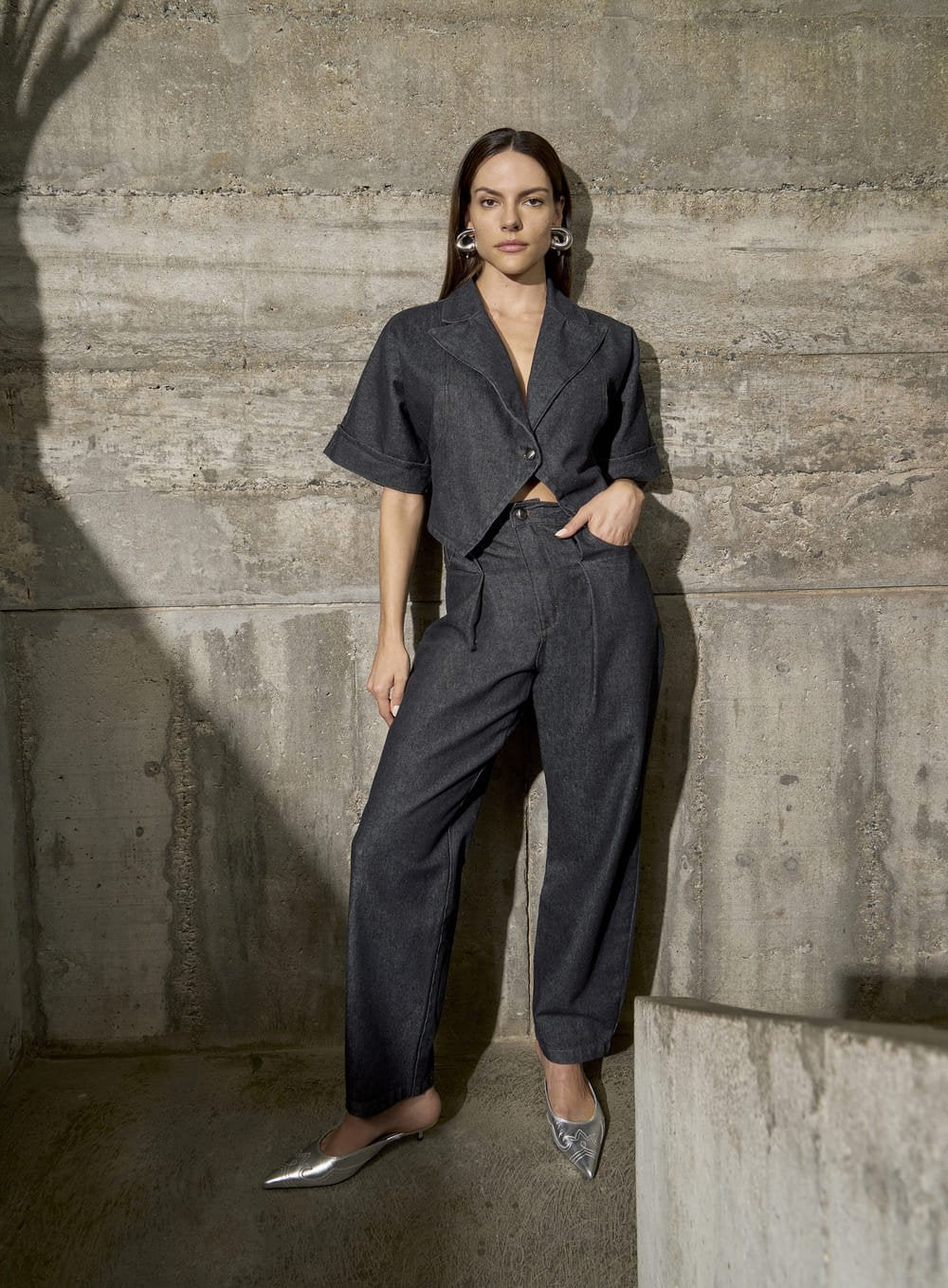Calça Slouche Jeans Preto Tufi Duek -SALE
