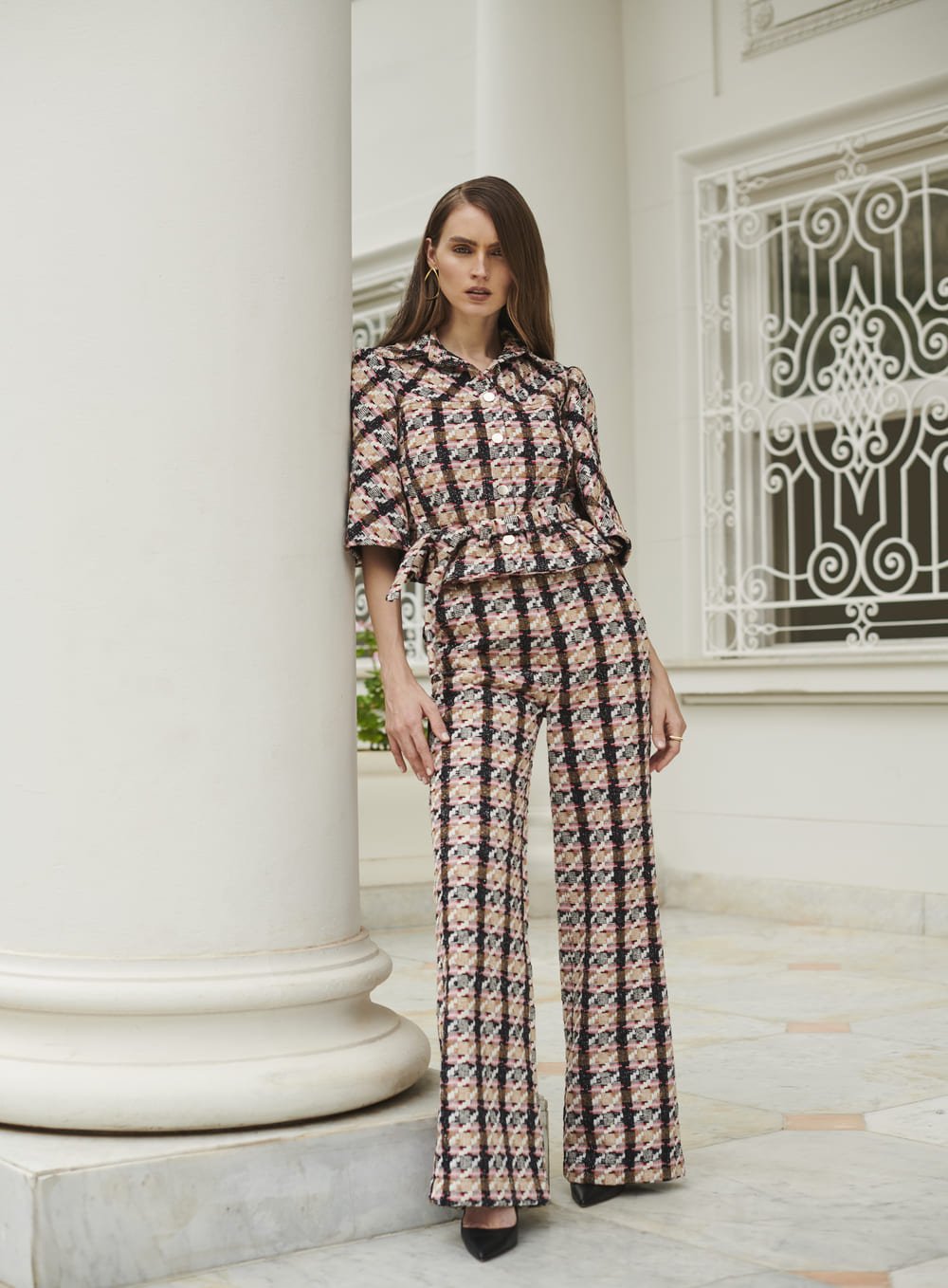 Calça Tweed Lurex Estampado Skazi -SALE