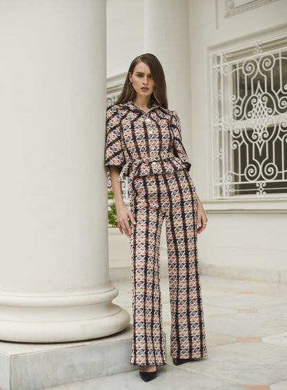 Calça Tweed Lurex Estampado Skazi -SALE