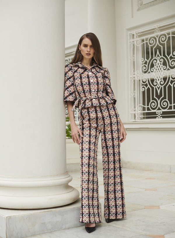Calça Tweed Lurex Estampado Skazi -SALE