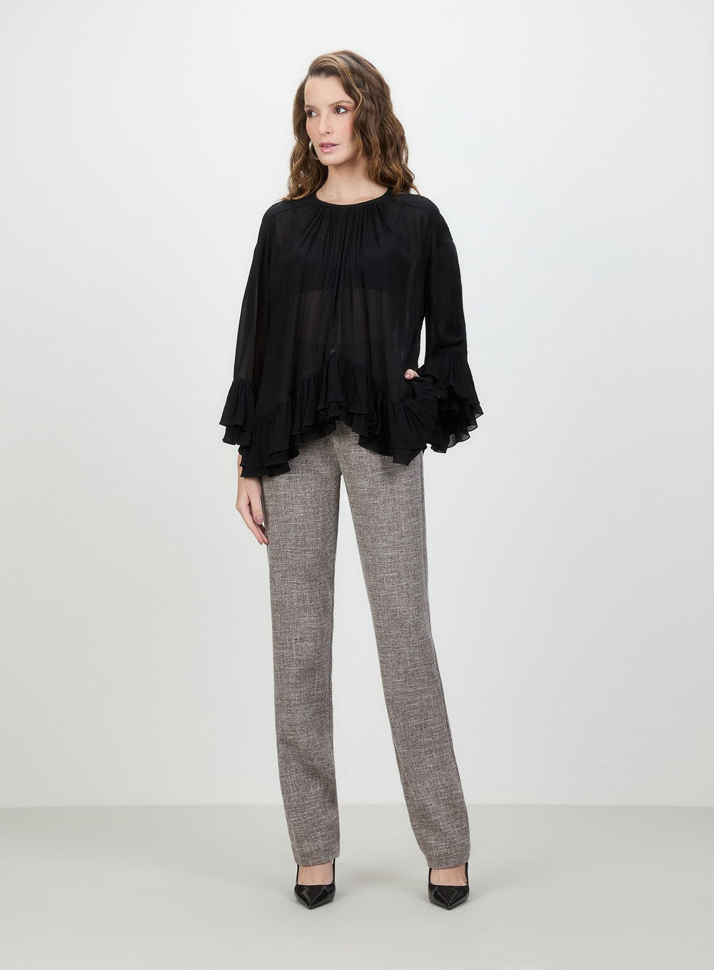 Calça Tweed Slym Marrom Tufi Duek -SALE