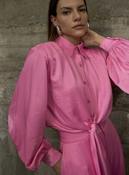 Camisa Amarração Ombreira Rosa Tufi Duek -SALE