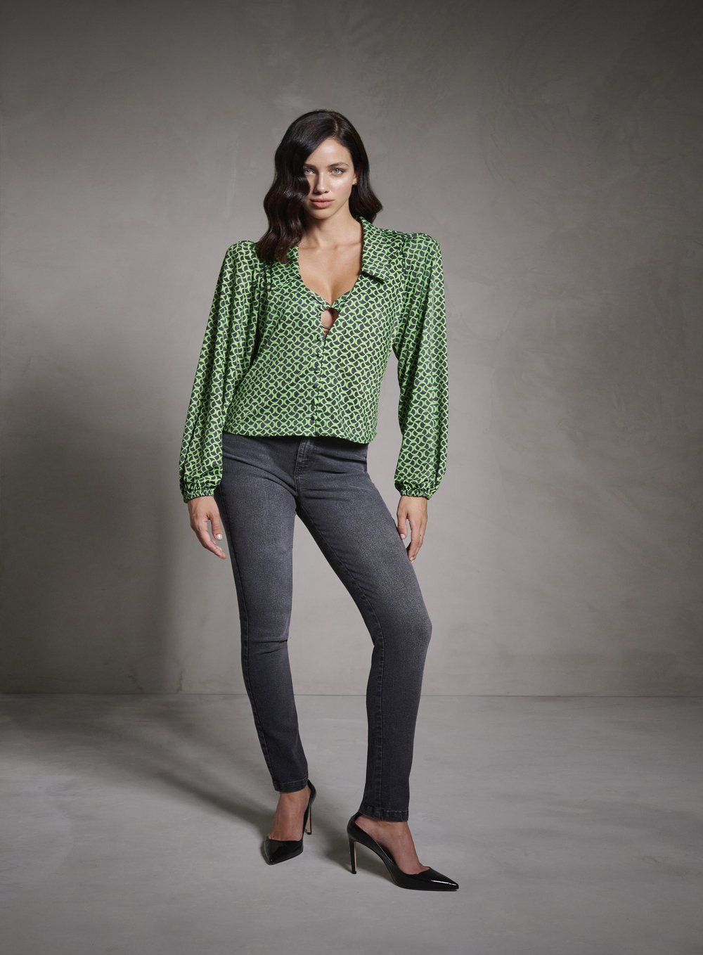 Camisa Estampada Ondas Geometric Estampado Tufi Duek -SALE