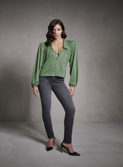Camisa Estampada Ondas Geometric Estampado Tufi Duek -SALE