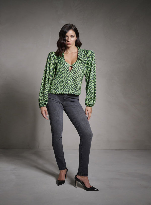 Camisa Estampada Ondas Geometric Estampado Tufi Duek -SALE