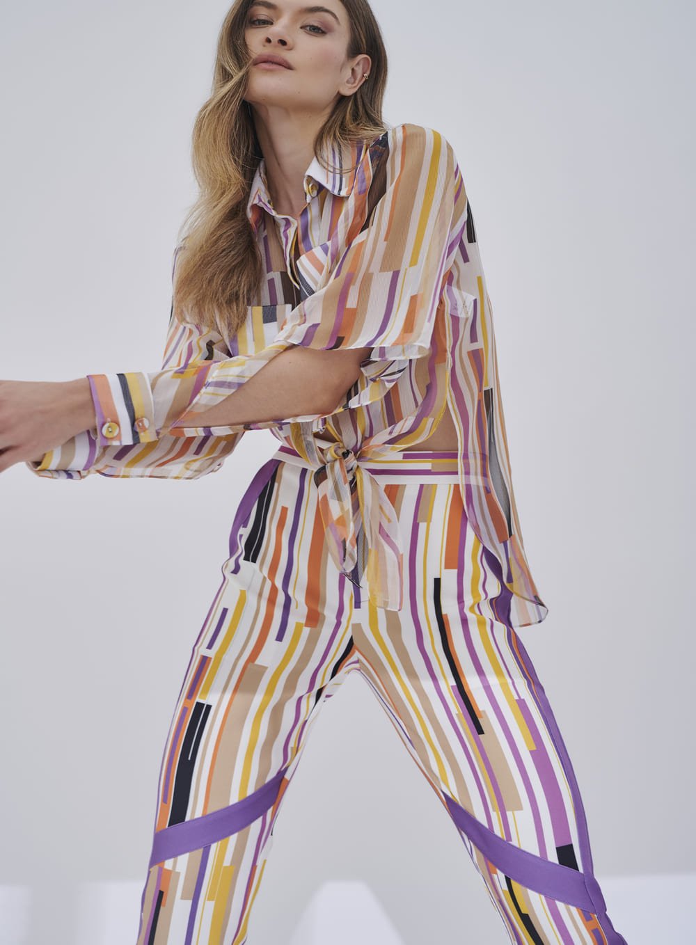 Camisa Manga Jabo Listras Geometricas Est Listra Listrado Tufi Duek -SALE
